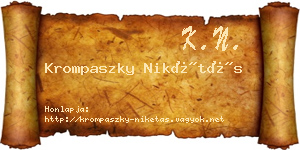 Krompaszky Nikétás névjegykártya